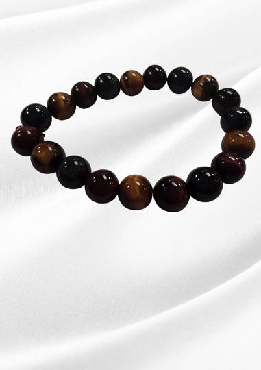 Mixed Red, Blue and Brown Tiger Eye Beaded Bracelet image 0